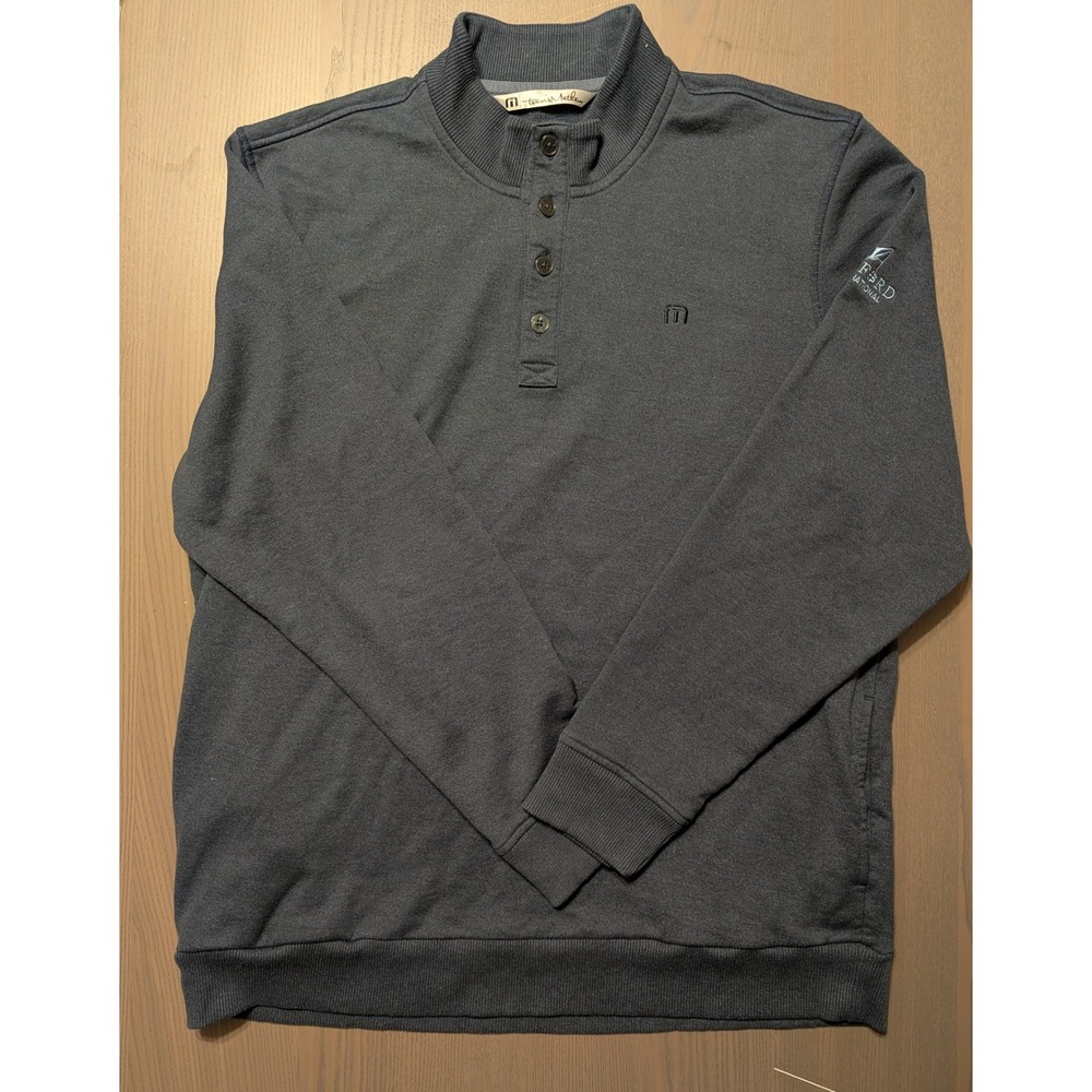 TravisMathew Mens XXL Gray Quarter Button Pullover Sanford International Golf